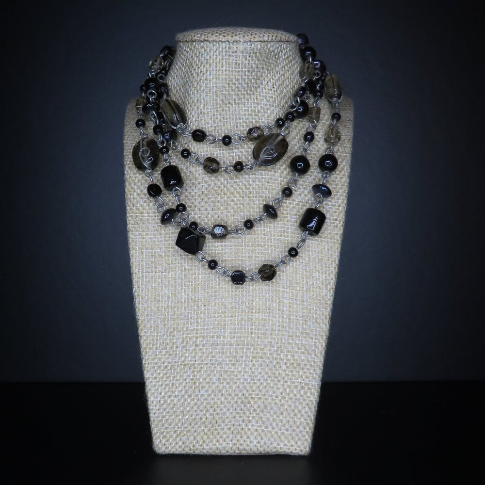 Infinity Black Stone Necklace - image 1